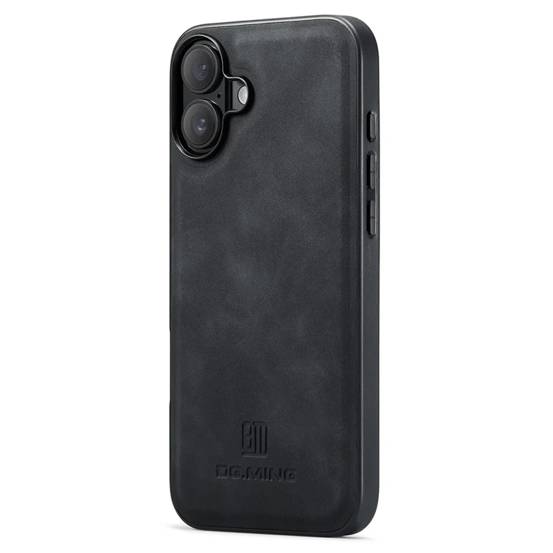 DG.MING Para iPhone 16 Case PU Leather+PC+TPU Hybrid Phone Cover - Preto