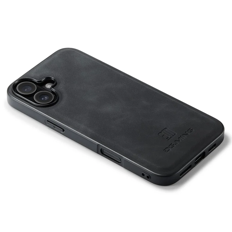 DG.MING Para iPhone 16 Case PU Leather+PC+TPU Hybrid Phone Cover - Preto