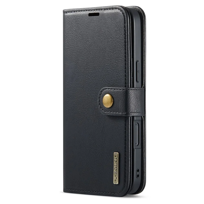 DG.MING for iPhone 16 Plus Case Detachable Split Leather Phone Cover - Black