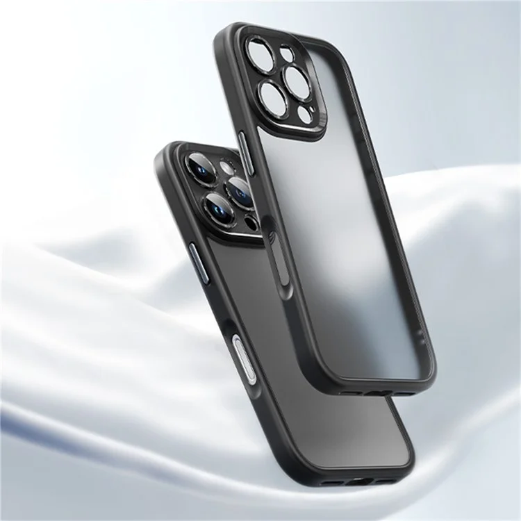 ROCK For iPhone 16 Pro Max Phone Case Skin-Touch PC+TPU Shockproof Back Cover - Black