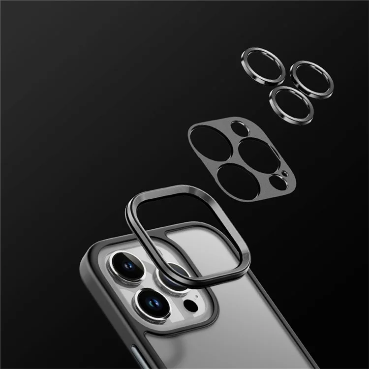 ROCK For iPhone 16 Pro Max Phone Case Skin-Touch PC+TPU Shockproof Back Cover - Black