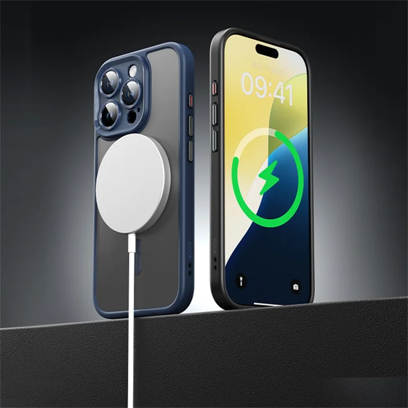 ROCK For iPhone 16 Pro Magnetic Case Compatible with MagSafe Skin-Touch PC+TPU Phone Cover - Grey