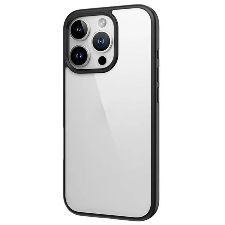 ROCK For iPhone 16 Pro Max Clear Phone Case PC+TPU Shockproof Back Cover - Black