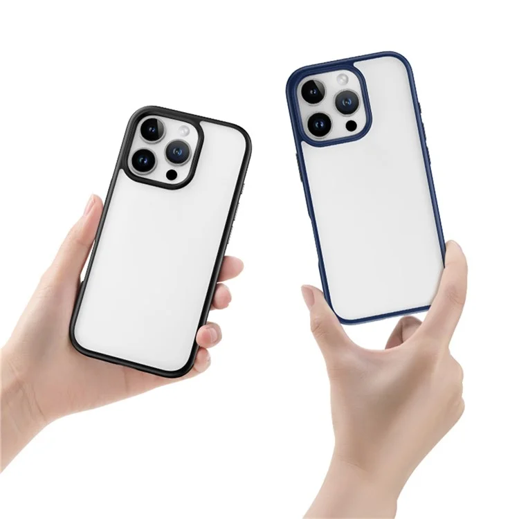 ROCK For iPhone 16 Pro Max Clear Phone Case PC+TPU Shockproof Back Cover - Black