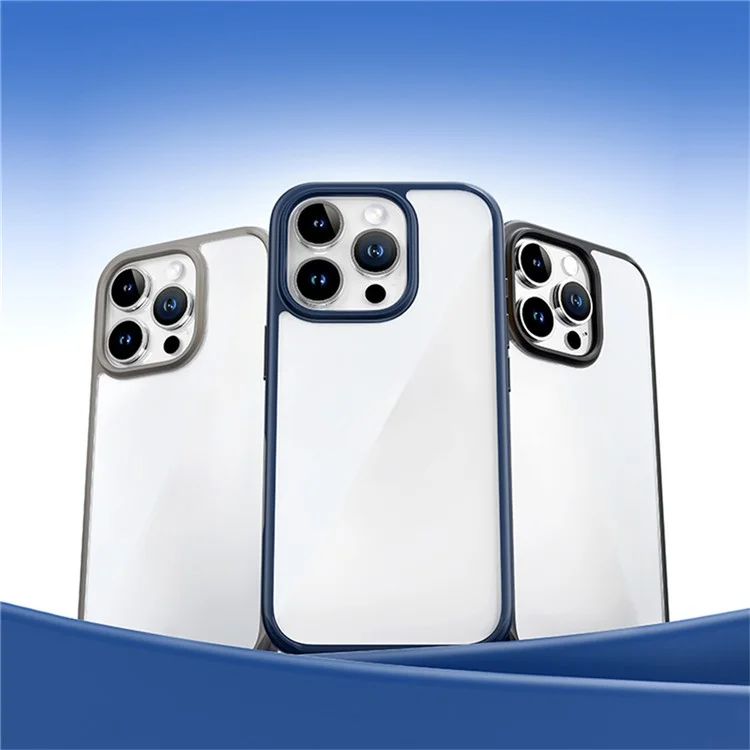 ROCK For iPhone 16 Pro Max Clear Phone Case PC+TPU Shockproof Back Cover - Black