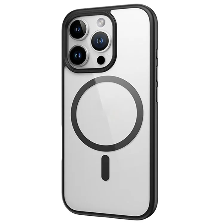 ROCK For iPhone 16 Pro Clear Phone Case Compatible with MagSafe PC+TPU Cover - Black