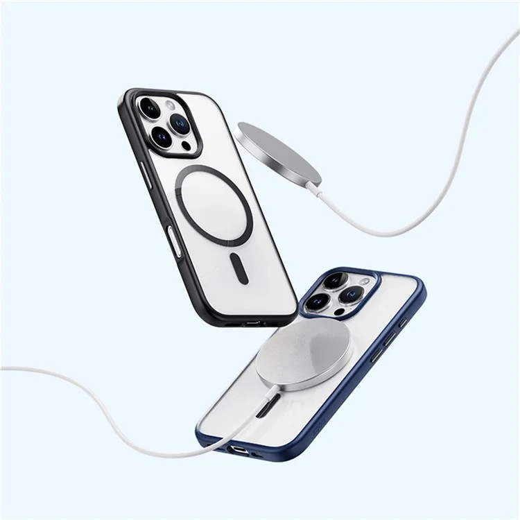 ROCK For iPhone 16 Pro Clear Phone Case Compatible with MagSafe PC+TPU Cover - Black