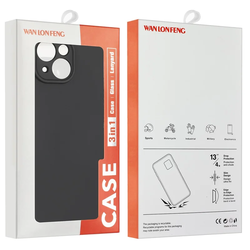 Série Wanlonfeng MS Pour Motorola Moto E14 4G TPU Boîtier Arrière Mat Avec Verre Trempé