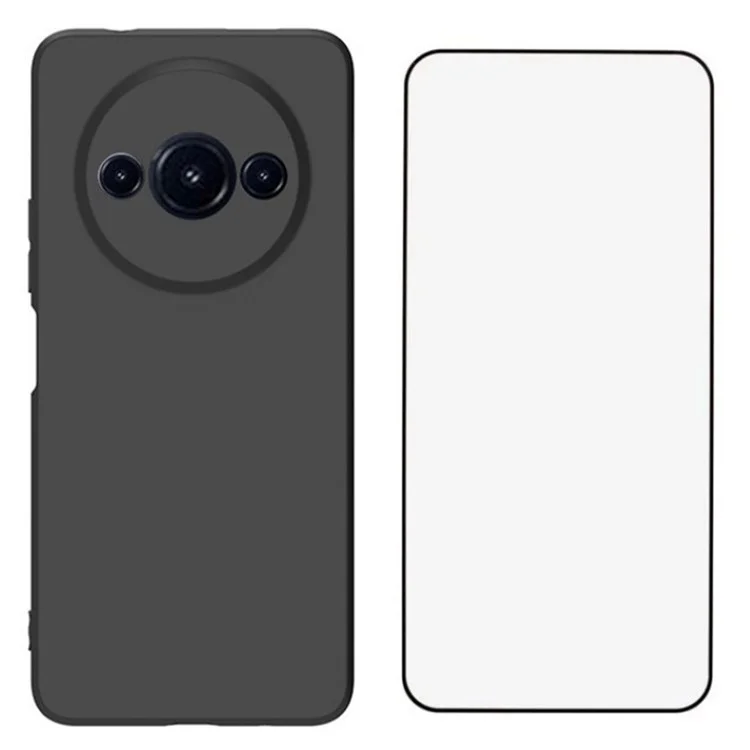 WANLONFENG MS Series for Xiaomi Redmi A3 4G  /  Poco C61 4G TPU Case Matte Back Cover with Tempered Glass