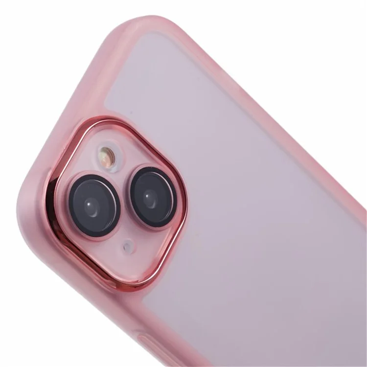 Serie DKSM Wanlonfeng Para Iphone 14 Case TPU Cubierta de Teléfono Con Vidrio Templado - Rosa Transparente