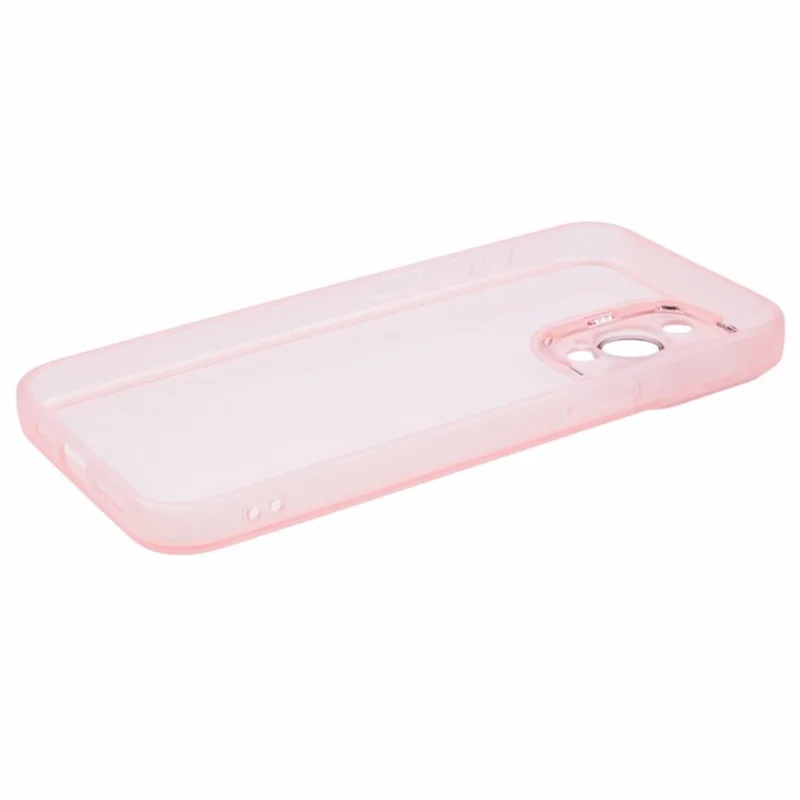 Série Wanlonfeng DKSM Para Iphone 14 Pro TPU Case Tampa de Moldura Eletroplatada Com Vidro Temperado - Rosa Transparente