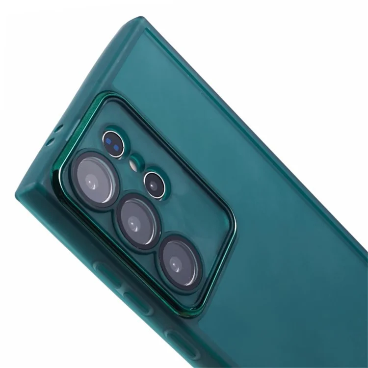 Серия Wanlonfeng DKSM Для Samsung Galaxy S23 Ultra TPU Case Case Case Case Cope Cope с Помощью Закаленного Стекла - Прозрачная Армия Зеленый