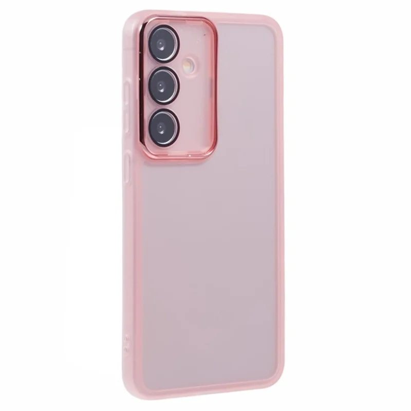 WANLONFENG DKSM Series for Samsung Galaxy A25 5G (Global) TPU Case Electroplated Frame Phone Cover with Tempered Glass - Transparent Pink