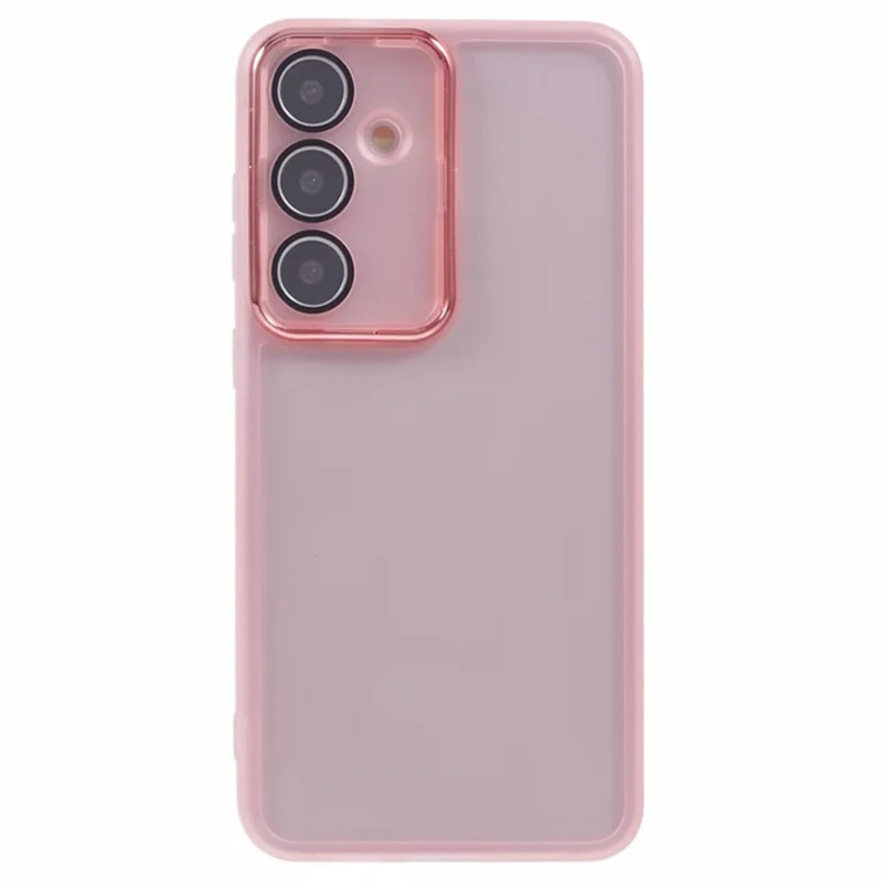 WANLONFENG DKSM Series for Samsung Galaxy A25 5G (Global) TPU Case Electroplated Frame Phone Cover with Tempered Glass - Transparent Pink