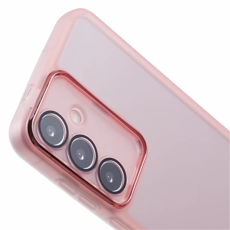 WANLONFENG DKSM Series for Samsung Galaxy A25 5G (Global) TPU Case Electroplated Frame Phone Cover with Tempered Glass - Transparent Pink