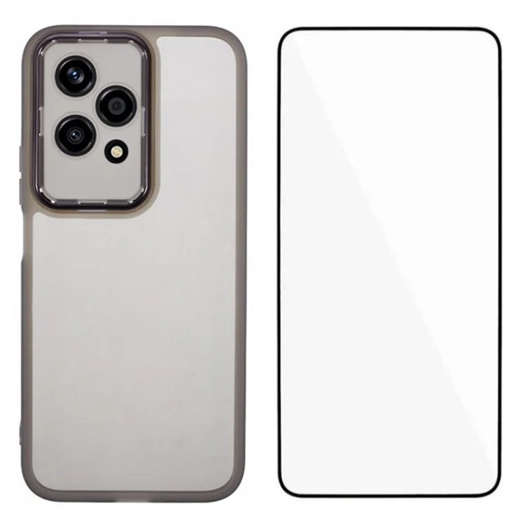 Серия Wanlonfeng DKSM Для Honor 200 Lite TPU Case Case Case Crame Phone Cope с Закаленным Стеклом - Прозрачный Черный