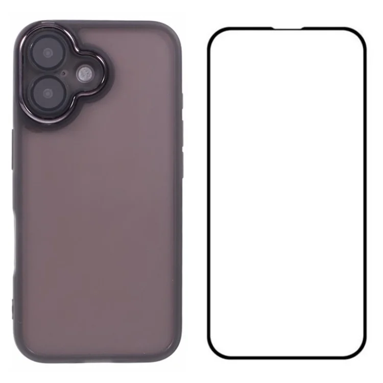 Serie DKSM Wanlonfeng Para Iphone 16 Plus Case TPU Cubierta Del Teléfono Con Vidrio Templado - Negro Transparente