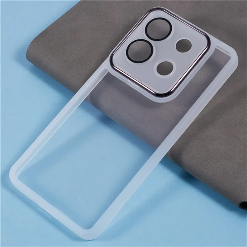 WANLONFENG DKSM Series for Xiaomi Poco X6 5G  /  Redmi Note 13 Pro 5G TPU Case Electroplated Frame with Tempered Glass - Transparent White