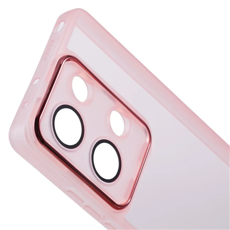 Serie Wanlonfeng DKSM Para Xiaomi Poco M6 Pro 4G / Redmi Note 13 Pro 4G Case TPU Marco Electroplacado Con Vidrio Templado - Rosa Transparente