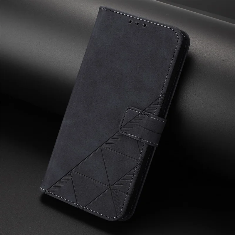 For iPhone 16 Leather Case with Hand Strap Wallet Stand Phone Cover - Black
