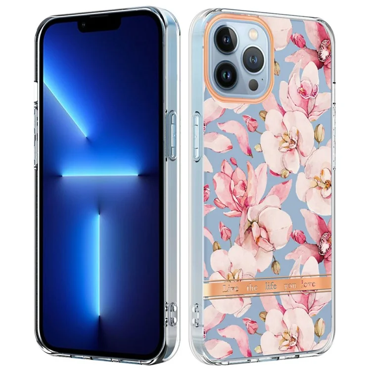 YB Imd-8-serie Für Iphone 16 Pro Tpu-hülle Blumenmuster IMD IML Telefonabdeckung - HC005 Pink Gardenia