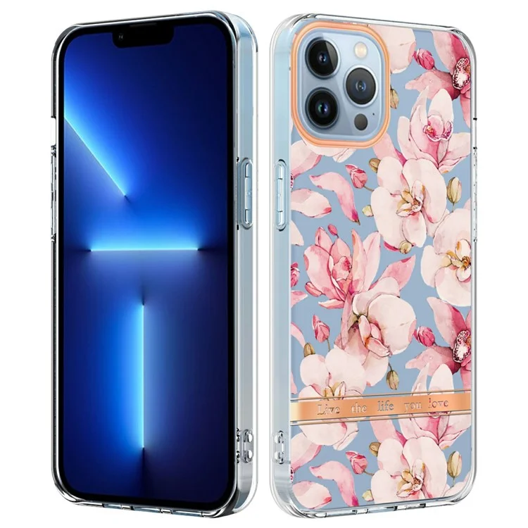 Serie YB IMD-8 Para Iphone 16 Pro Max TPU Case Patrón de Flores IMD IML Teléfono - HC005 Pink Gardenia