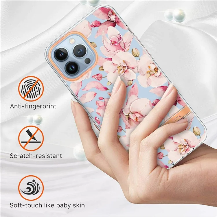 Serie YB IMD-8 Para Iphone 16 Pro Max TPU Case Patrón de Flores IMD IML Teléfono - HC005 Pink Gardenia