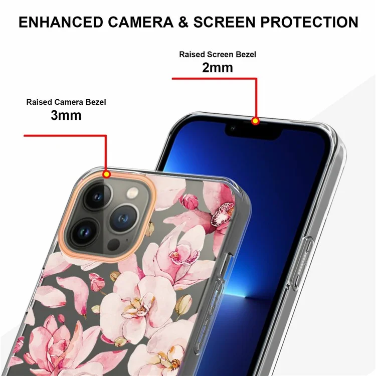 Serie YB IMD-8 Para Iphone 16 Pro Max TPU Case Patrón de Flores IMD IML Teléfono - HC005 Pink Gardenia