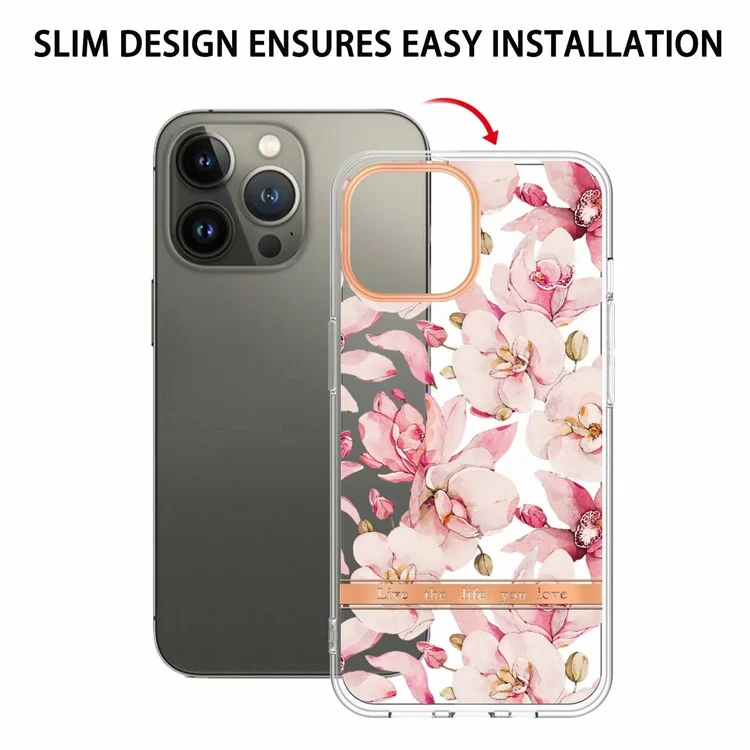 Serie YB IMD-8 Para Iphone 16 Pro Max TPU Case Patrón de Flores IMD IML Teléfono - HC005 Pink Gardenia