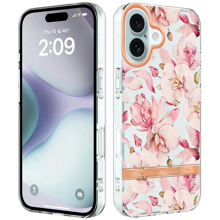 Serie IMD-8 YB Para Iphone 16 TPU Case Patrón de Flores IMD IML Por Tolóne - HC005 Pink Gardenia