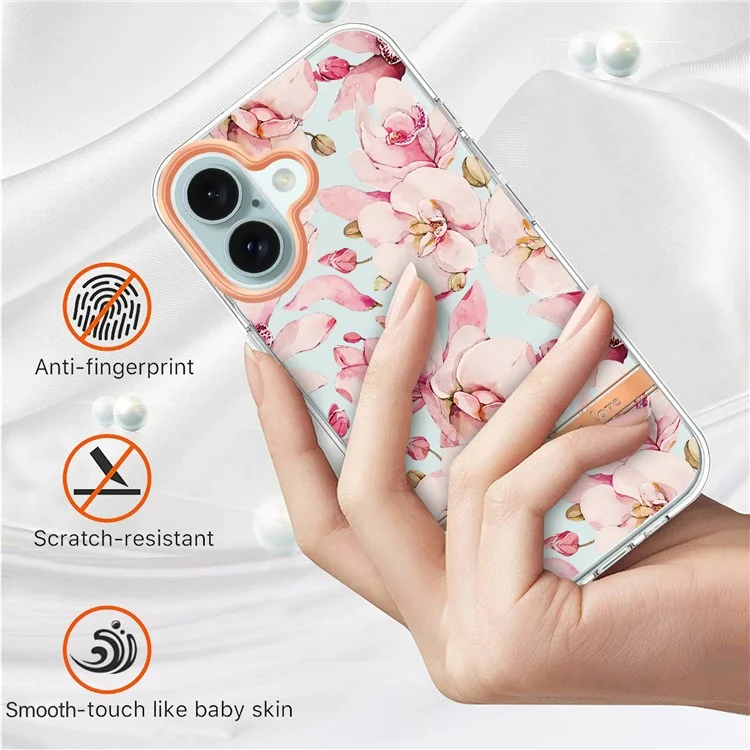 Serie IMD-8 YB Para Iphone 16 TPU Case Patrón de Flores IMD IML Por Tolóne - HC005 Pink Gardenia