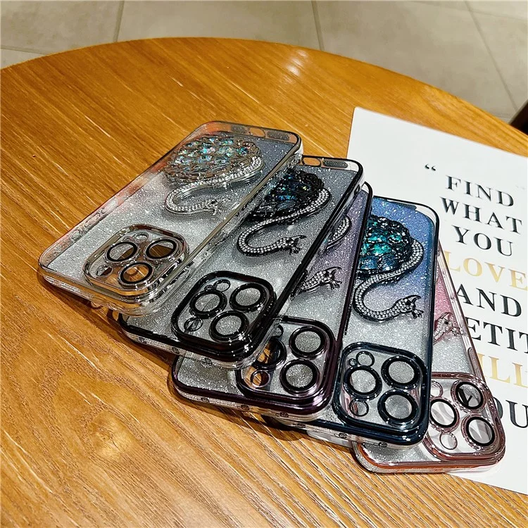 Para Iphone 16 Pro Max Case Design Swan Azone y Tpu Telephip Cover With Glass Lens Film - Azul