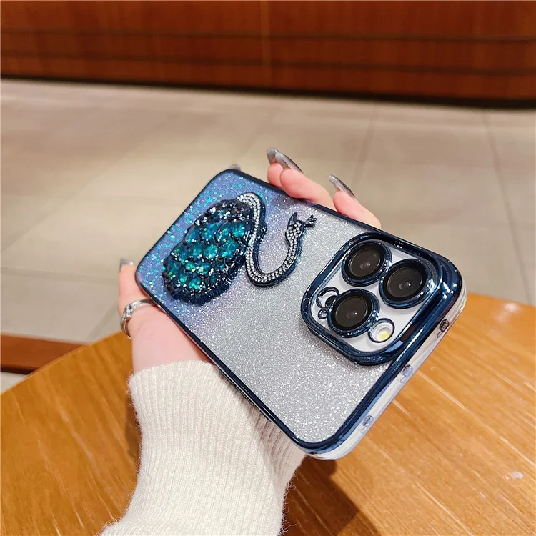 Para Iphone 16 Pro Max Case Design Swan Azone y Tpu Telephip Cover With Glass Lens Film - Azul