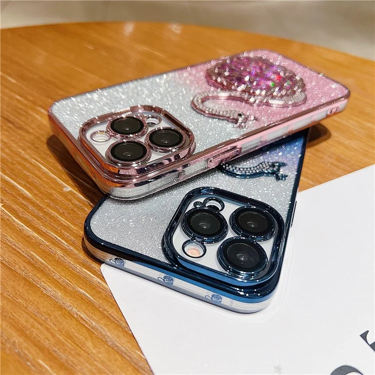 Para Iphone 16 Pro Max Case Design Swan Azone y Tpu Telephip Cover With Glass Lens Film - Azul
