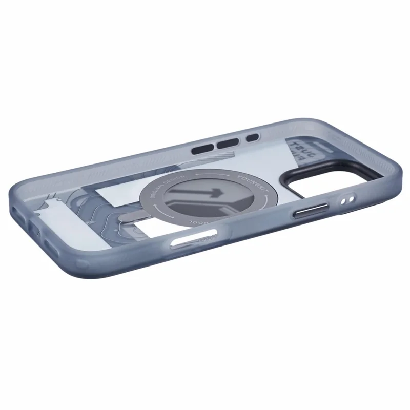 YOUNGKIT for iPhone 16 Pro Max Magnetic Case Rotating Kickstand IMD TPU Phone Cover - Black