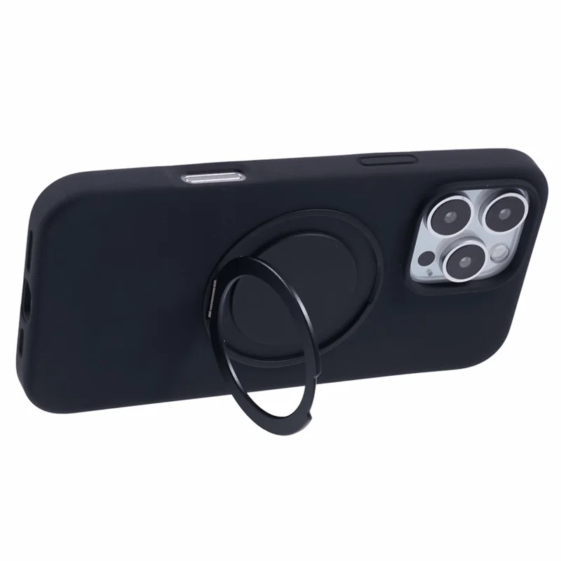 Nível x Para Iphone 16 Pro Max Case Compatível Com MagSafe Rotatable Kickstand Liquid Silicone Tele - Preto