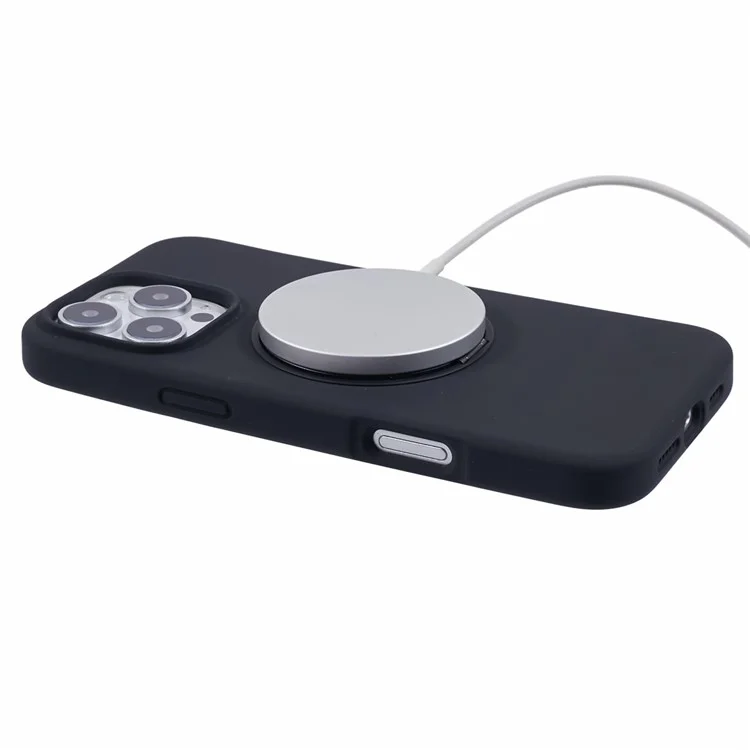 Nível x Para Iphone 16 Pro Max Case Compatível Com MagSafe Rotatable Kickstand Liquid Silicone Tele - Preto
