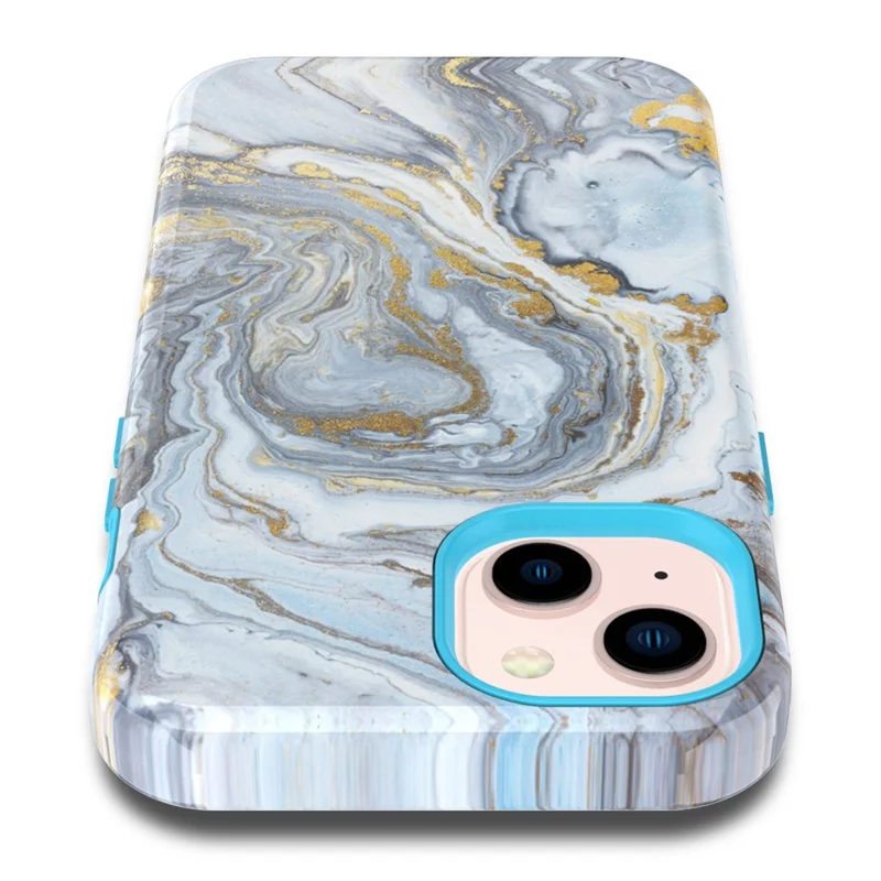 GW03 Phone Case for iPhone 14, Stylish Pattern IMD Hard PC + Soft TPU Shockproof Hybrid Cover - 10022 Marble Pattern