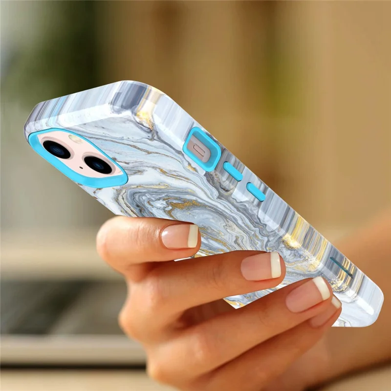GW03 Phone Case for iPhone 14, Stylish Pattern IMD Hard PC + Soft TPU Shockproof Hybrid Cover - 10022 Marble Pattern