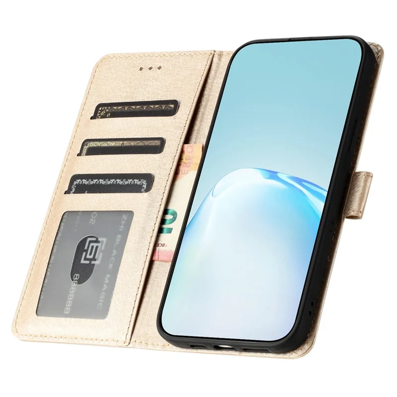 For Samsung Galaxy A07 4G / A06 5G / A06 4G Wallet Case Leather Folio Phone Cover Magnetic Clasp - Gold