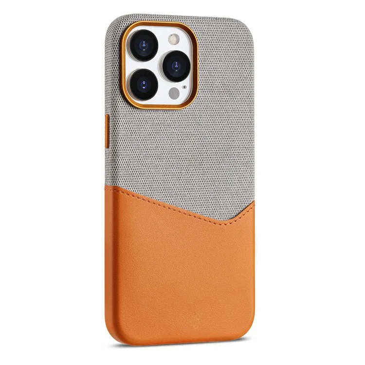 Для Iphone 16 Pro Max Case, Совместимый с Magsafe Leather+PC Color Splicing Phone Cope с Карточным Слотом - Апельсин