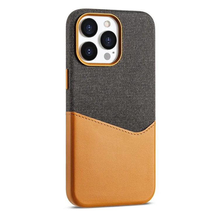For iPhone 16 Pro Max Case Compatible with MagSafe Leather+PC Color Splicing Phone Cover with Card Slot - Brown
