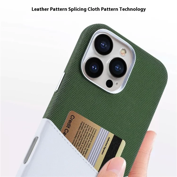 Для Iphone 16 Pro Case, Совместимый с Magsafe Leather+PC Color Splicing Phone Cope с Помощью Слота Для Карт - Апельсин