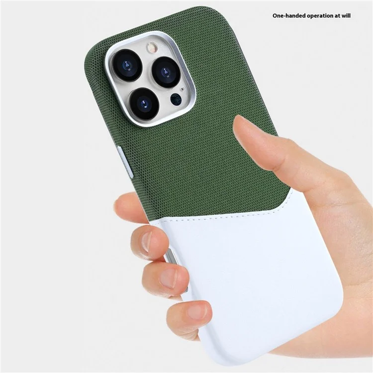 Для Iphone 16 Pro Case, Совместимый с Magsafe Leather+PC Color Splicing Phone Cope с Помощью Слота Для Карт - Апельсин