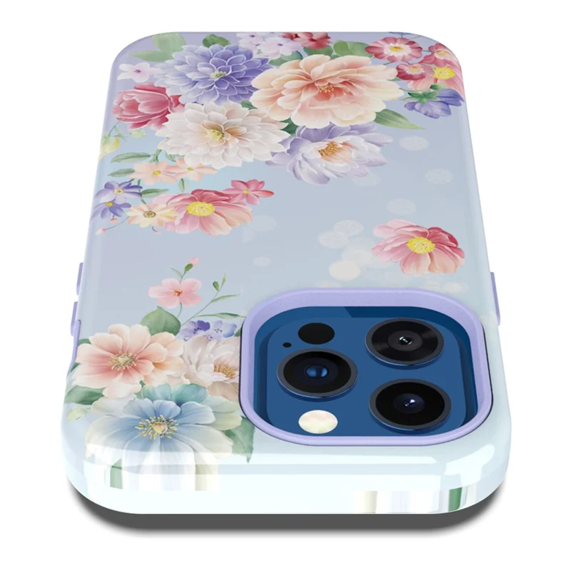 GW03 Hard PC + Soft TPU Hybrid Case for iPhone 14 Pro, Anti-scratch Stylish Pattern IMD Phone Cover Shell - 10046 Flower Pattern