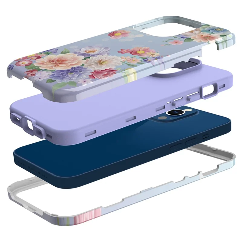 GW03 Hard PC + Soft TPU Hybrid Case for iPhone 14 Pro, Anti-scratch Stylish Pattern IMD Phone Cover Shell - 10046 Flower Pattern