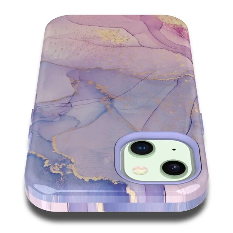 GW03 Soft TPU + Hard PC Back Cover Для Iphone 14 Plus, Стильный Шаблон с Мобильным Телефоном с Мобильным Телефоном IMD - 10027 Мраморный Рисунок