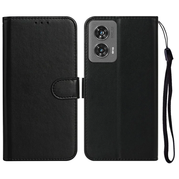 For Motorola Edge 50 Fusion 5G Case PU Leather Flip Phone Cover Wallet Card Slot Holder - Black