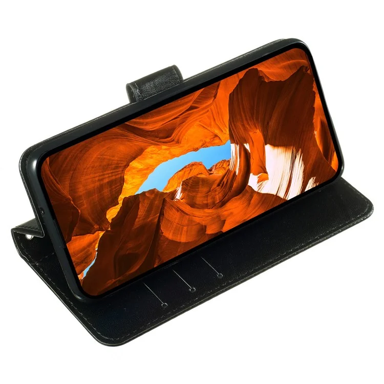 For Motorola Edge 50 Fusion 5G Case PU Leather Flip Phone Cover Wallet Card Slot Holder - Black