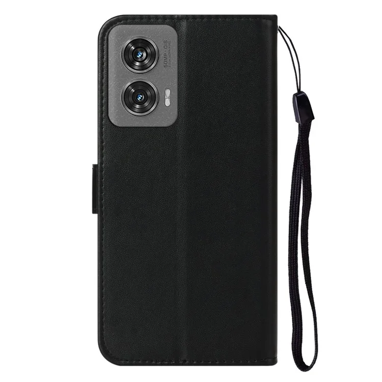 For Motorola Edge 50 Fusion 5G Case PU Leather Flip Phone Cover Wallet Card Slot Holder - Black